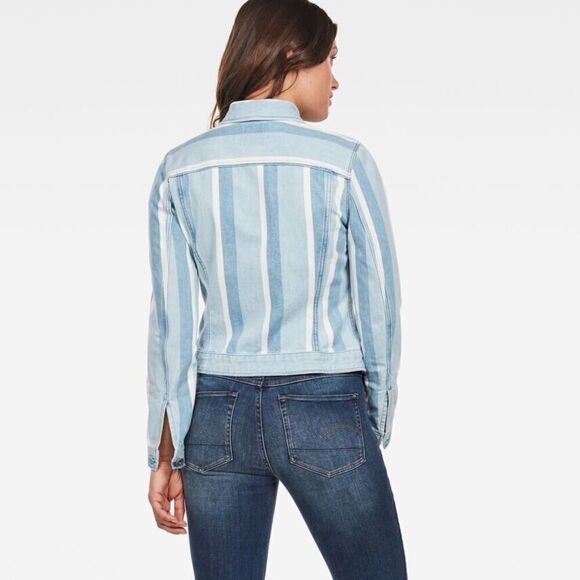 G-Star Raw 3301 Slim Jacket NWT Blue Denim Womens  Small Vesp Stripe Button Up - Picture 2 of 9